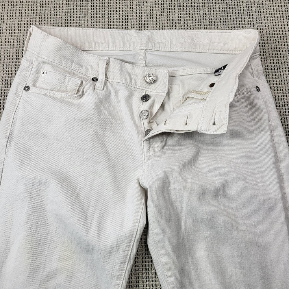 7 For All Mankind Skinny Jeans Womens 25 White Light Wash Button Fly Denim